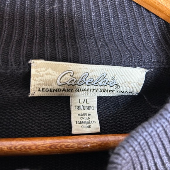Cabela's Men's Cardigan Sweater SZ L Black Gray Grunge Mineral Wash Faded Look - Picture 5 of 8